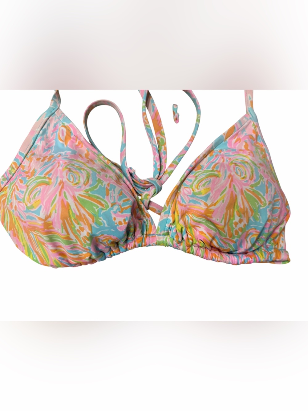 Lilly Pulitzer🎀Pastel Floral Triangle Bikini Top 🎀NWOT🎀SZ L🎀Iconic Lilly! - Picture 2 of 4